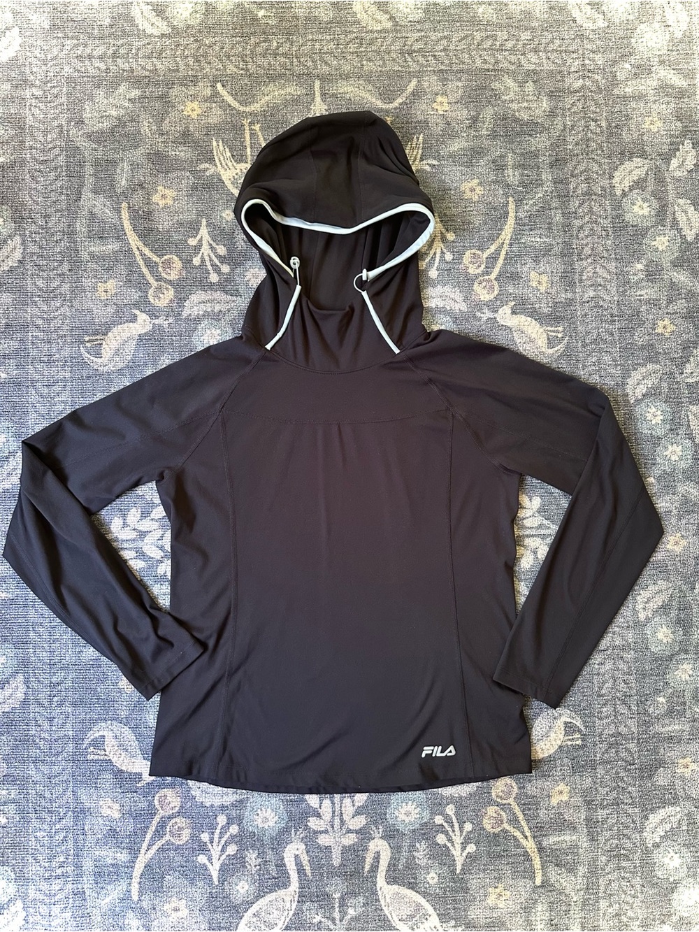 FILA Black Athletic Hoodie Performance Long-Sleeve Top Size S